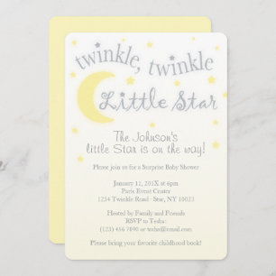 Twinkle little star yellow baby shower invitation