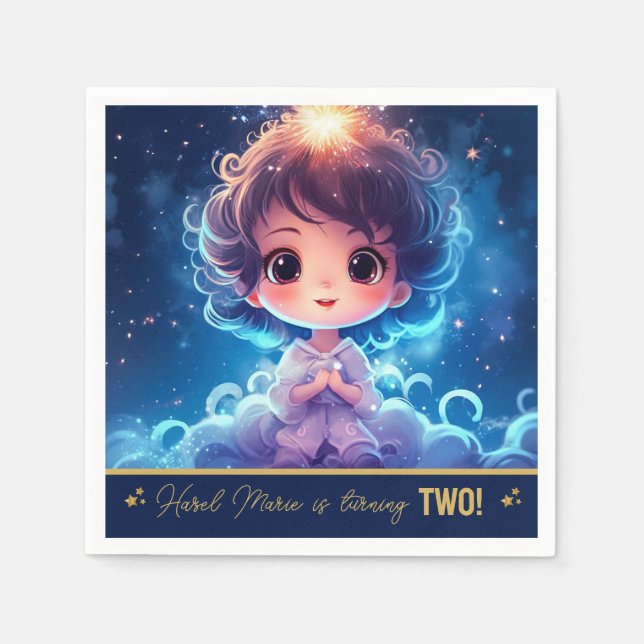 Twinkle Little Starry Princess Girl Birthday Napkin (Front)