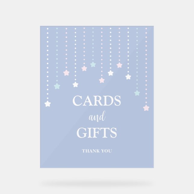 Twinkle Little Stars Baby Shower Cards and Gifts Acrylic Sign (Front)