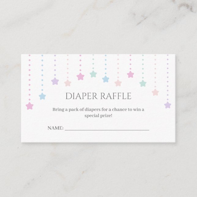 Twinkle Little Stars Baby Shower Diaper Raffle Enclosure Card (Front)