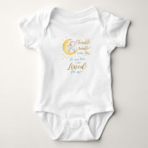 Twinkle Little Stars Elephant Crescent Moon Blue  Baby Bodysuit