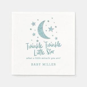 Twinkle Little Stars Mint Baby Shower Napkin
