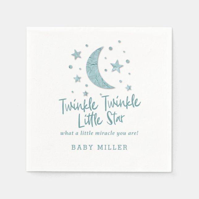 Twinkle Little Stars Mint Baby Shower Napkin (Front)