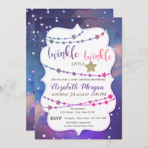 Twinkle Little Stars Paint Splash Baby Shower Invitation
