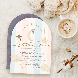 Twinkle Little Stars Pink Blue Twin Baby Shower Invitation