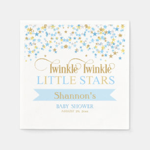 Twinkle Little Stars Twin Baby Shower Blue & Gold Napkin