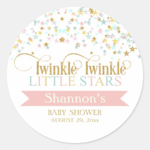 Twinkle Little Stars Twins Baby Shower Any Colour Classic Round Sticker