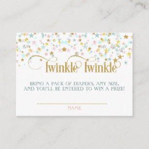 Twinkle Little Stars Twins Diaper Raffle Enclosure Card