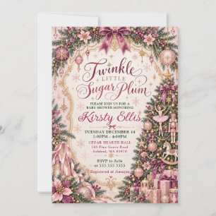 Twinkle Little Sugar Plum Baby Shower Invitation