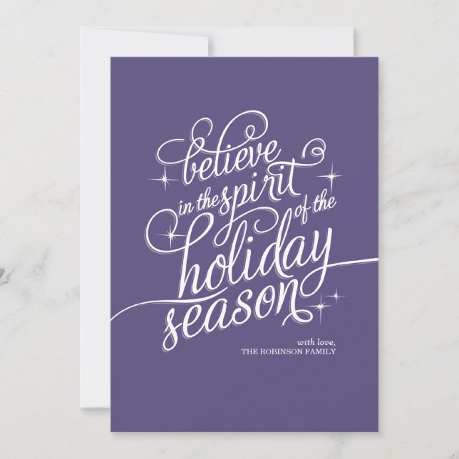 Twinkle Majestic Script Holiday Card (Front)