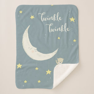 Twinkle Moon and Stars Sherpa Blanket