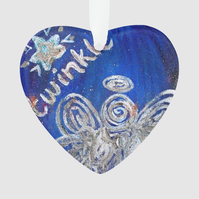 Twinkle Silver Angel Art Gift Holiday Ornament (Front)