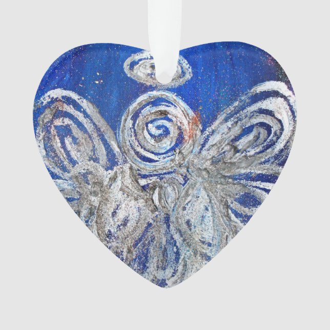 Twinkle Silver Angel Art Gift Holiday Ornament (Front)