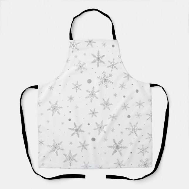 Twinkle Snowflake -Silver Grey & White- Apron (Front)