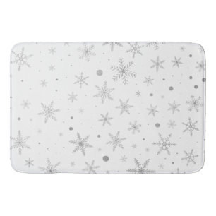Twinkle Snowflake -Silver Grey & White- Bath Mat