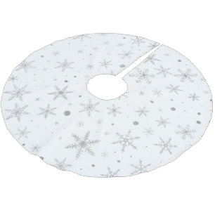 Twinkle Snowflake -Silver Grey & White- Brushed Polyester Tree Skirt