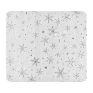 Twinkle Snowflake -Silver Grey & White- Cutting Board
