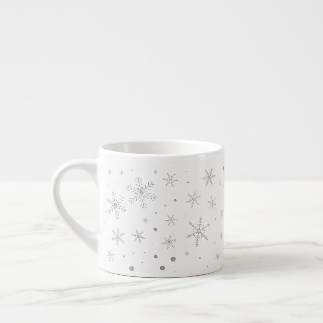 Twinkle Snowflake -Silver Grey & White- Espresso Cup (Left)