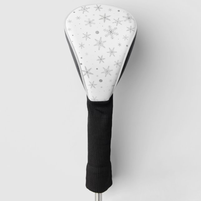 Twinkle Snowflake -Silver Grey & White- Golf Head Cover (Front)