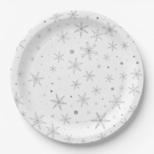 Twinkle Snowflake -Silver Grey & White- Paper Plate