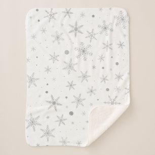 Twinkle Snowflake -Silver Grey & White- Sherpa Blanket