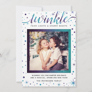 Twinkle Snowflakes Enchanted Purple & Teal Holiday Card