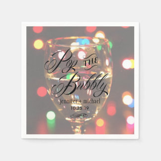 Twinkle Sparkle Bokeh Light Champagne Glass Custom Napkin