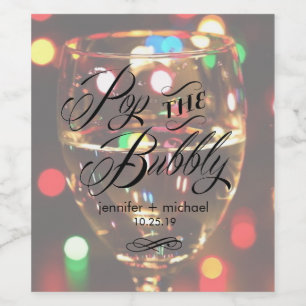 Twinkle Sparkle Bokeh Light Sparkling Wine Glass C Label