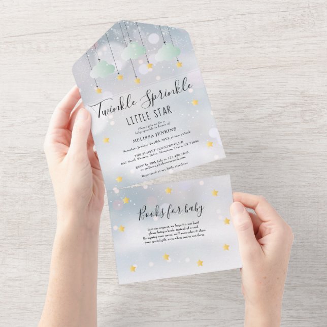 Twinkle Sprinkle Gender Neutral Winter Baby Shower All In One Invitation (Tearaway)