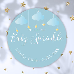 Twinkle Sprinkle Little Star Baby Boy Shower Blue Classic Round Sticker