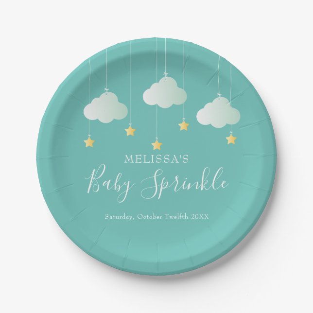 Twinkle Sprinkle Little Star Baby Shower/Sprinkle Paper Plate (Front)