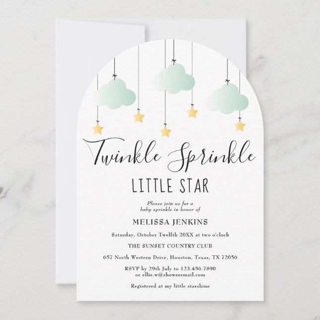 Twinkle Sprinkle Little Star Neutral Baby Shower Invitation (Front)