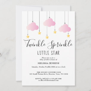 Twinkle Sprinkle Pink Girl All In One Baby Shower Invitation