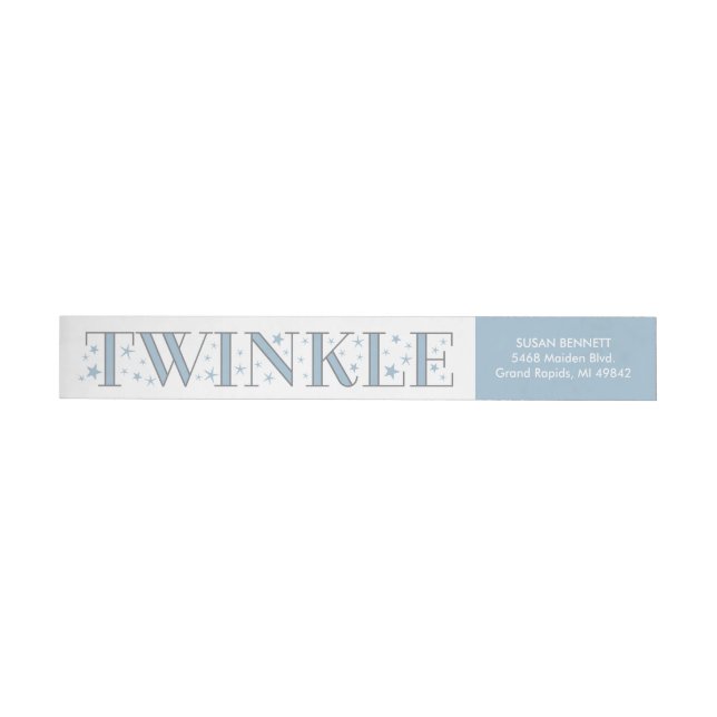 Twinkle Star Baby Shower Return Address Label Blue (Individual)
