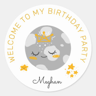Twinkle Star Birthday Party Monogram Sticker