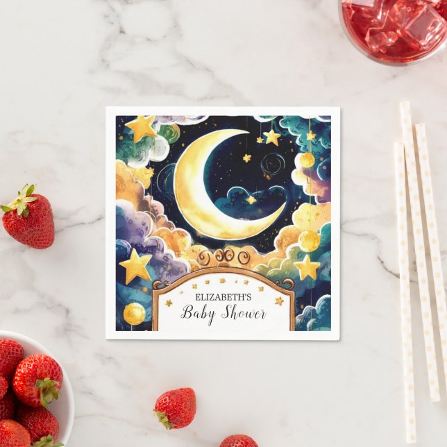 Twinkle Star Boho Celestial Baby Shower Napkin (Insitu)