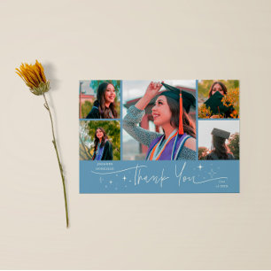 Twinkle Star Denim Blue Grad Multi Photo Thank You Announcement