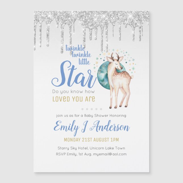 TWINKLE Star Dripping Glitter Woodland Deer Baby (Front)