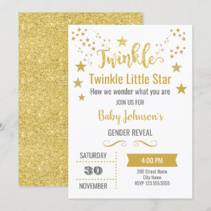 Twinkle Star Gender Reveal Baby Shower Invitation