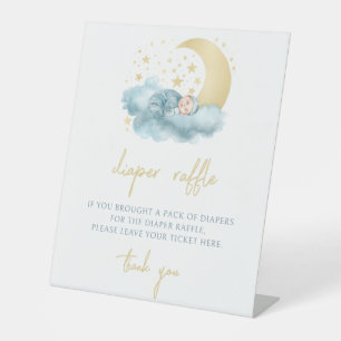 Twinkle star gold baby shower diaper raffle sign
