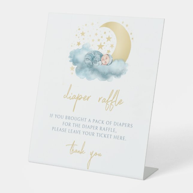 Twinkle star gold baby shower diaper raffle sign (Front)