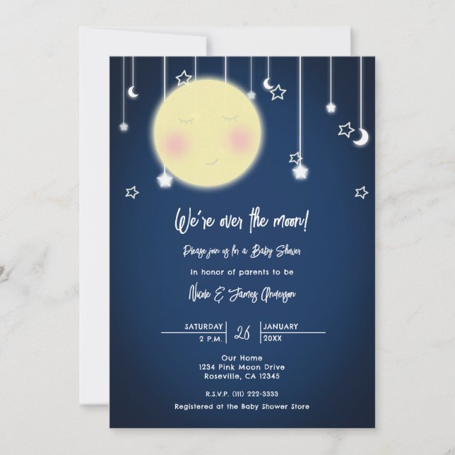 Twinkle Star Moon Celestial Baby Shower Invitation (Front)
