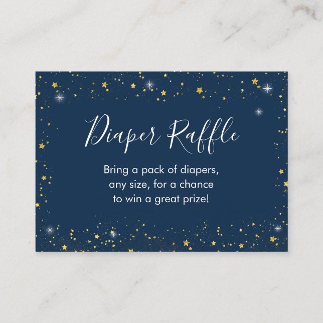 Twinkle Star Navy & Gold Diaper Raffle Cards (Front)
