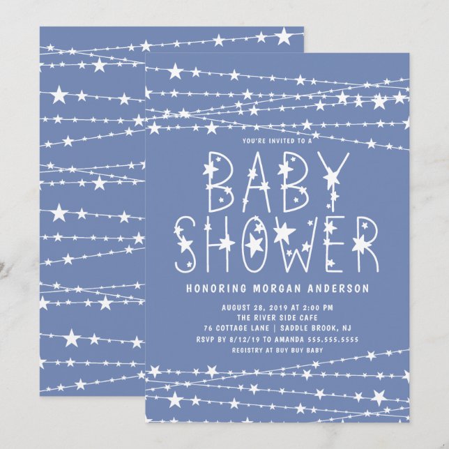 Twinkle Stars Boy Baby Shower Invitation (Front/Back)