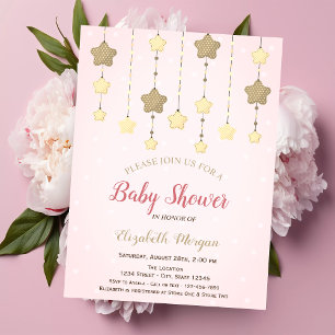 Twinkle Stars Gender Reveal Dots Baby Shower Invitation