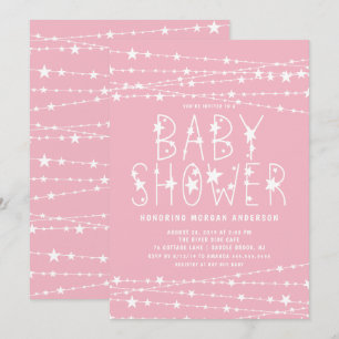 Twinkle Stars Girl Baby Shower Invitation