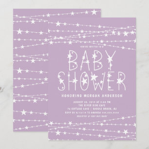 Twinkle Stars Girl Baby Shower Invitation
