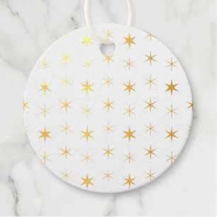Twinkle Stars Gold Pattern Christmas Favour Tags