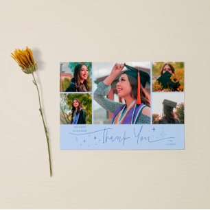 Twinkle Stars Icy Blue Grad Multi Photo Thank You Announcement