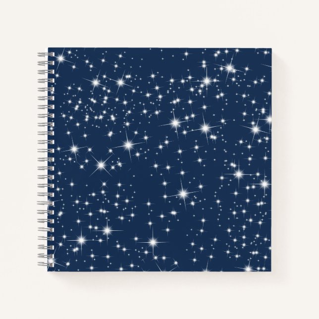 Twinkle Stars on Navy Blue  Notebook (Front)